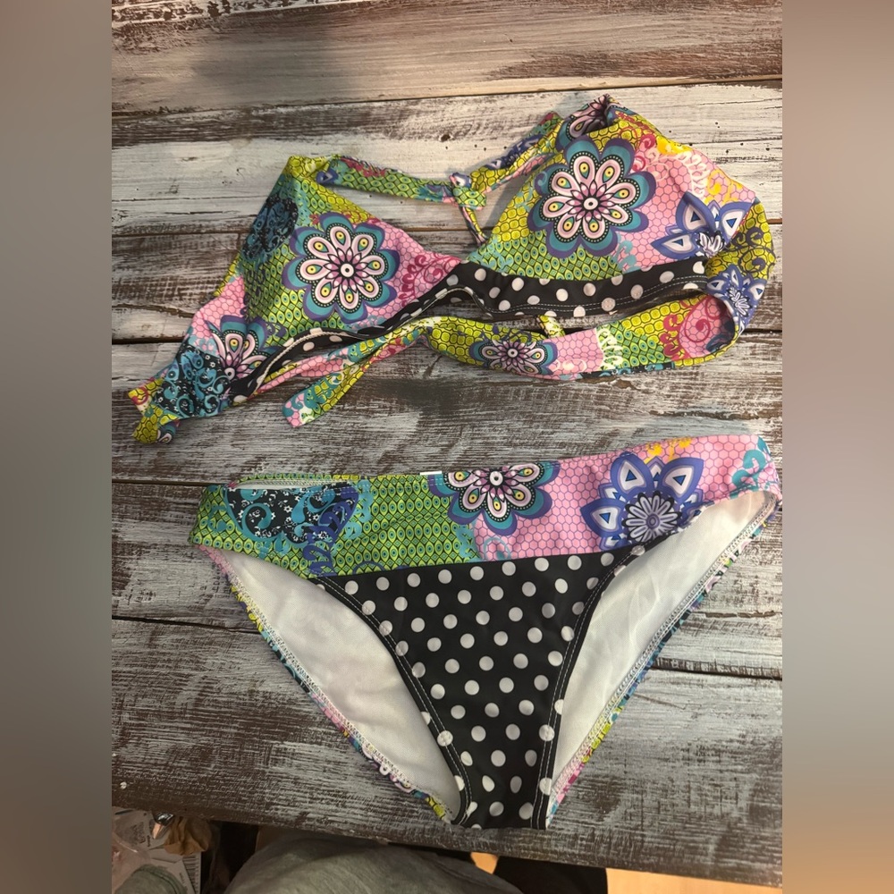 SALE 2 for $10
Colorful Floral and Polka Dot Bikini Set